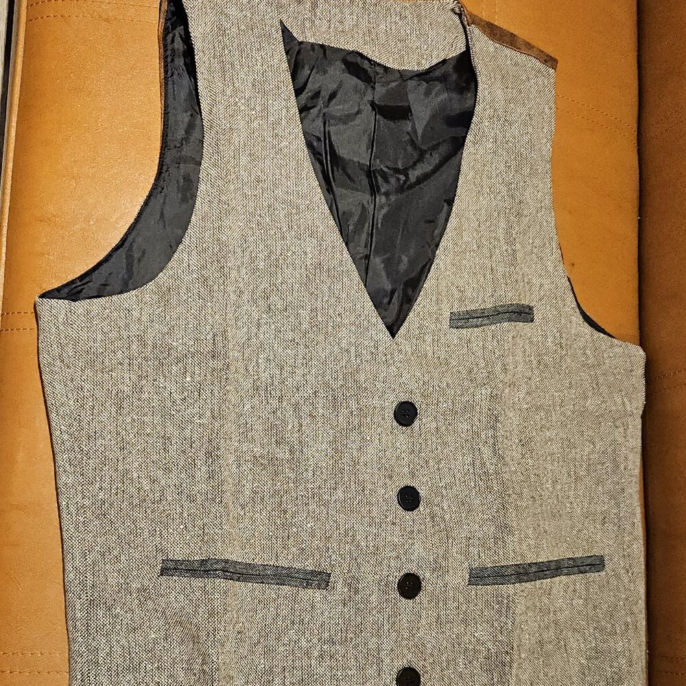 Men's Vest, Retro Vintage, Brown w/Satin lining (NEW NEVER WORN)